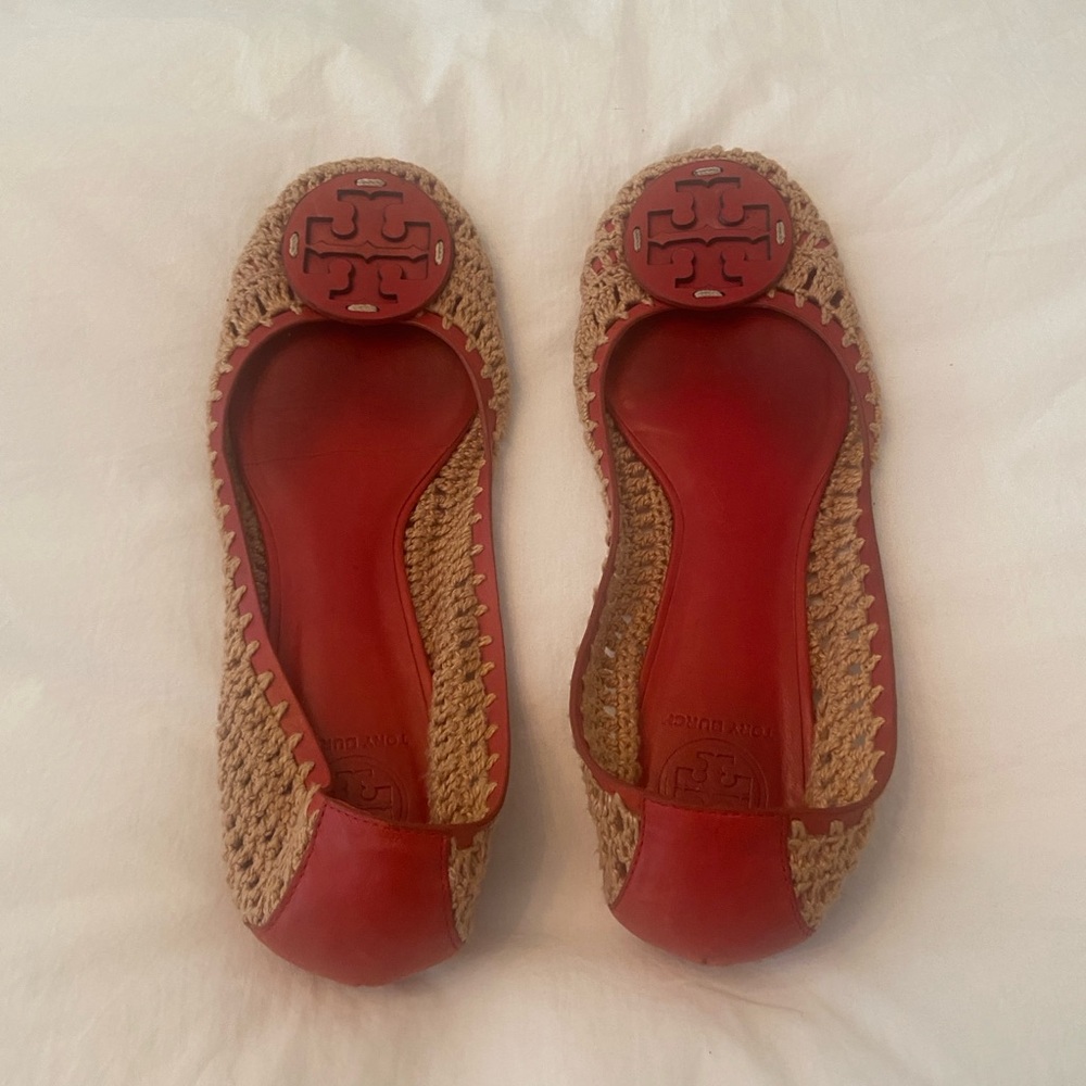 Tory Burch Red and Tan Women's Flats